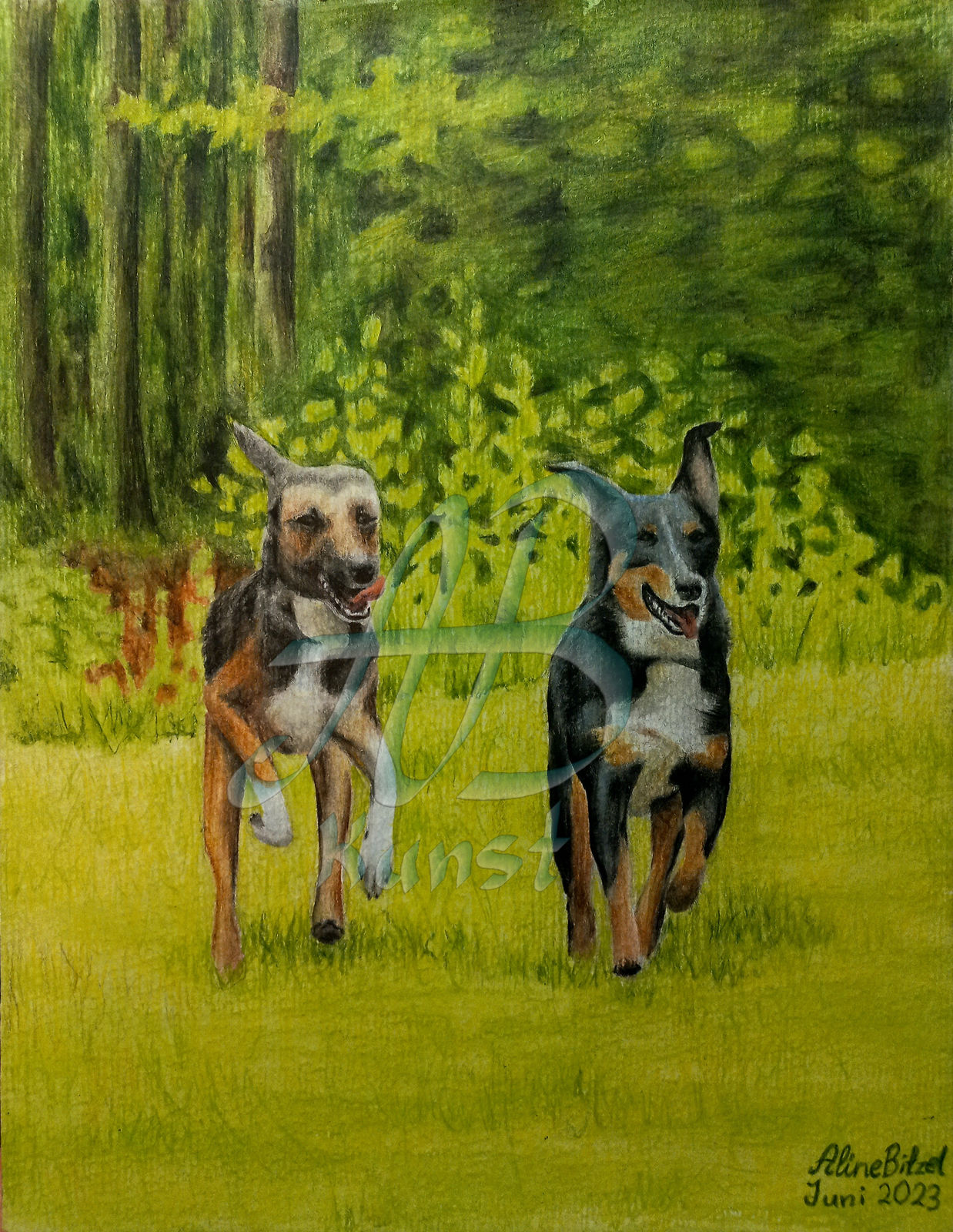 Gemälde Hunde im Glück